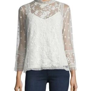 Joie Ivory Floral Lace Top XS